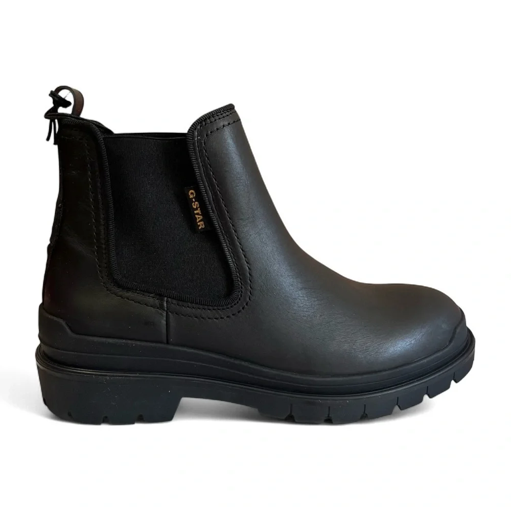 G-Star Raw Women’s Leather Chelsea Boots Size 7 Chunky Lug Sole Grunge Punk Goth